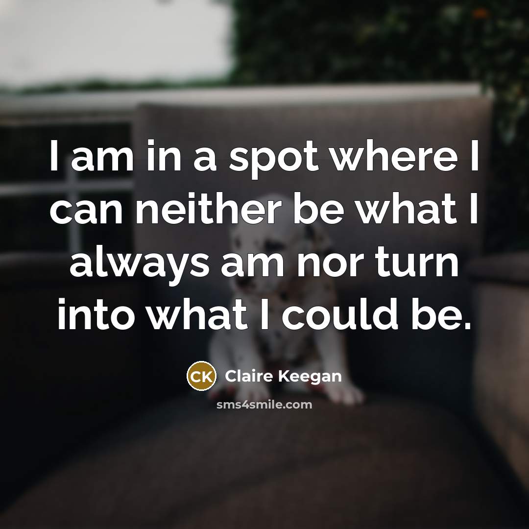 “I am in a spot where I can neither be…” quote by Claire Keegan