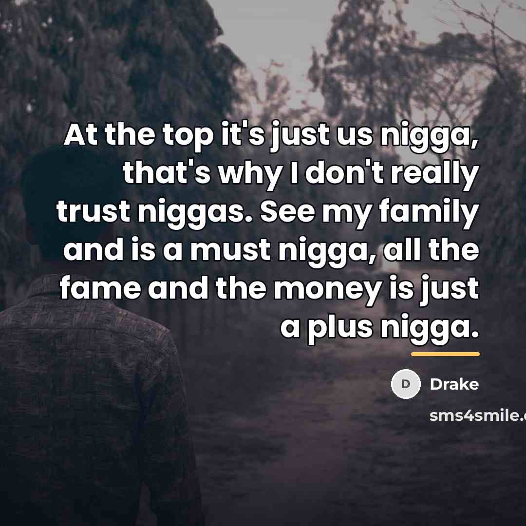 “At the top it's just us nigga, that's why I…” quote by Drake
