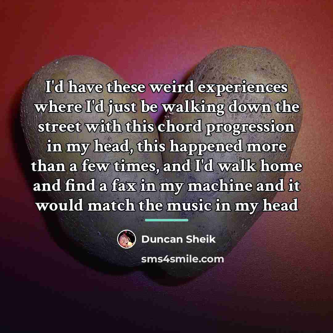 “I'd have these weird experiences where I'd just be walking…” quote by Duncan Sheik