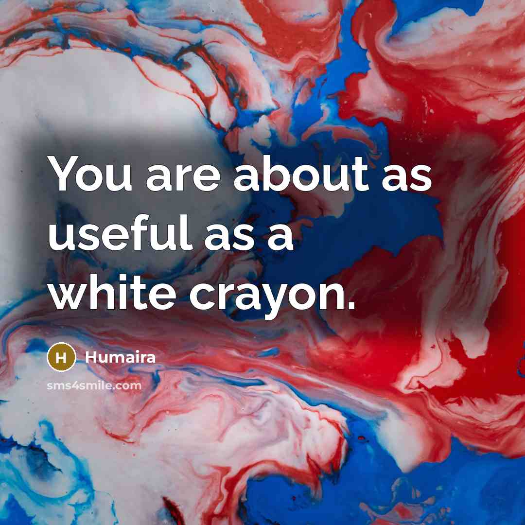 “You are about as useful as a white crayon.” quote by Humaira