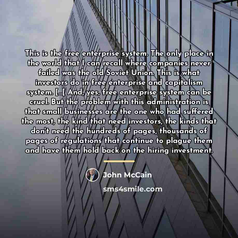 “This is the free enterprise system. The only place in…” quote by John McCain
