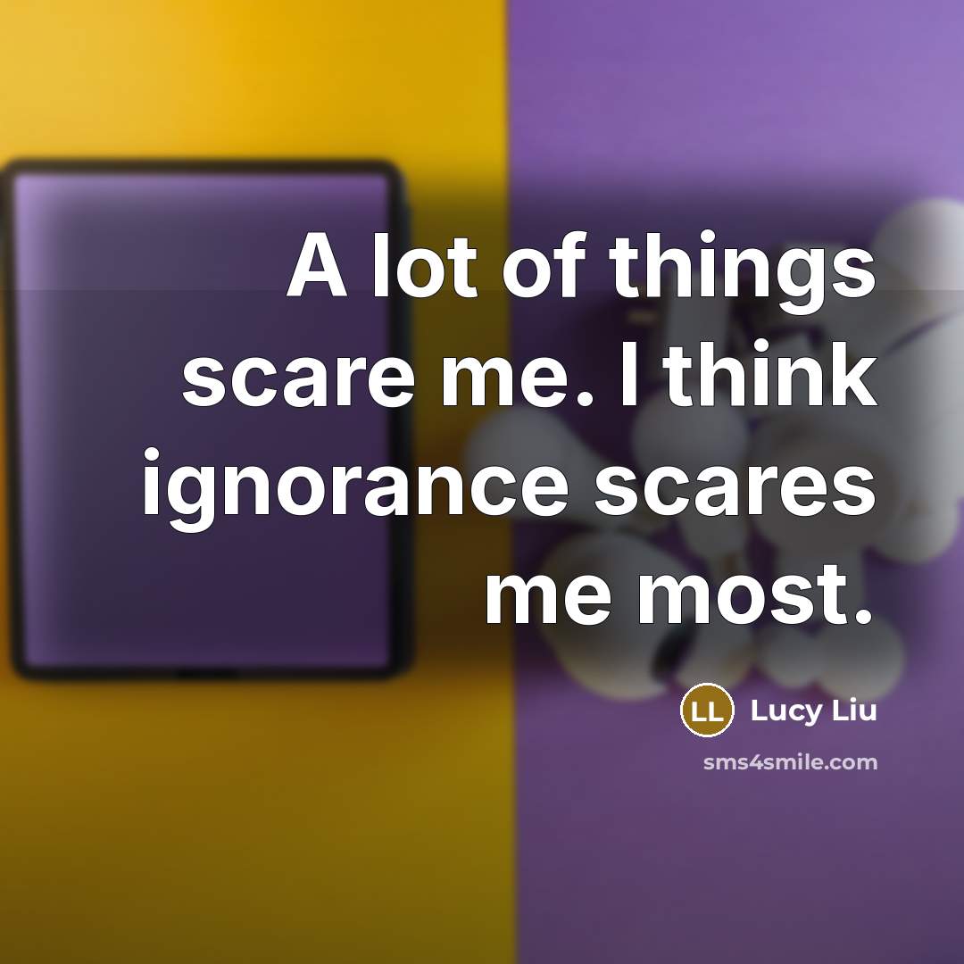 “A lot of things scare me. I think ignorance scares…” quote by Lucy Liu