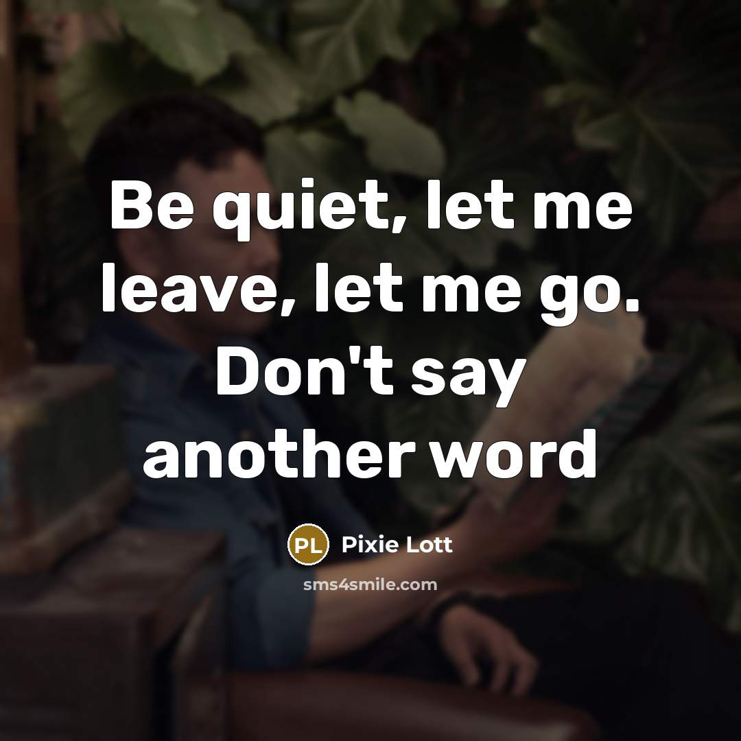 “Be quiet, let me leave, let me go. Don't say another word” quote by Pixie Lott