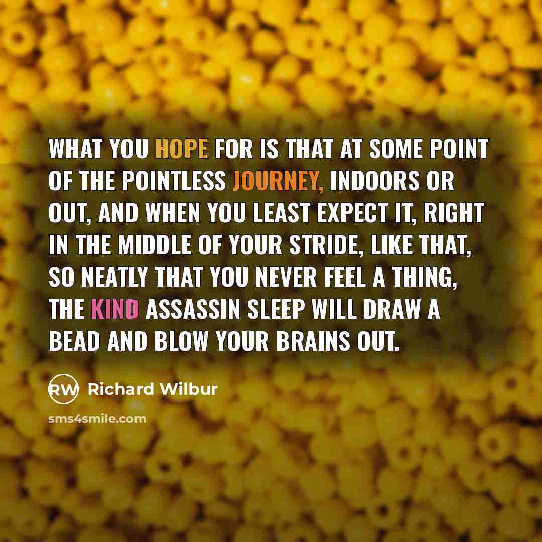 “What you hope for Is that at some point of…” quote by Richard Wilbur