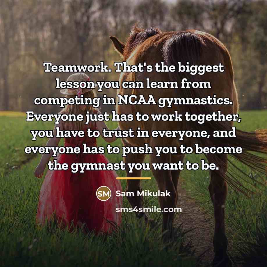 “Teamwork. That's the biggest lesson you can learn from competing…” quote by Sam Mikulak