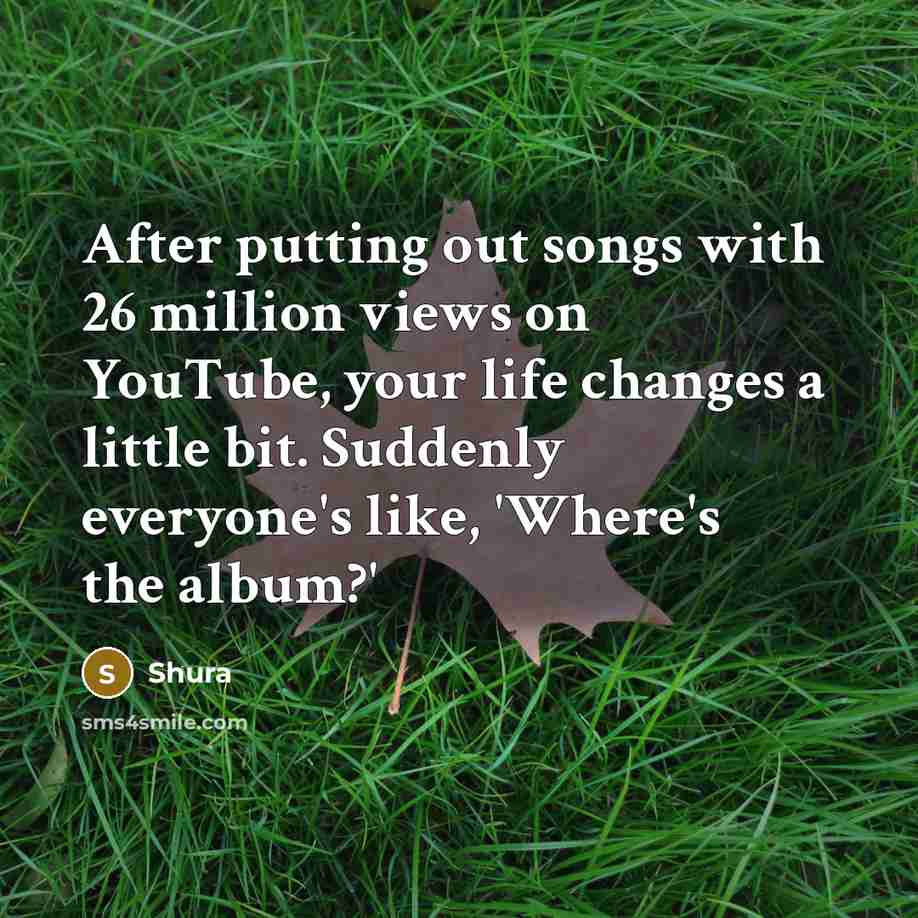 “After putting out songs with 26 million views on YouTube,…” quote by Shura