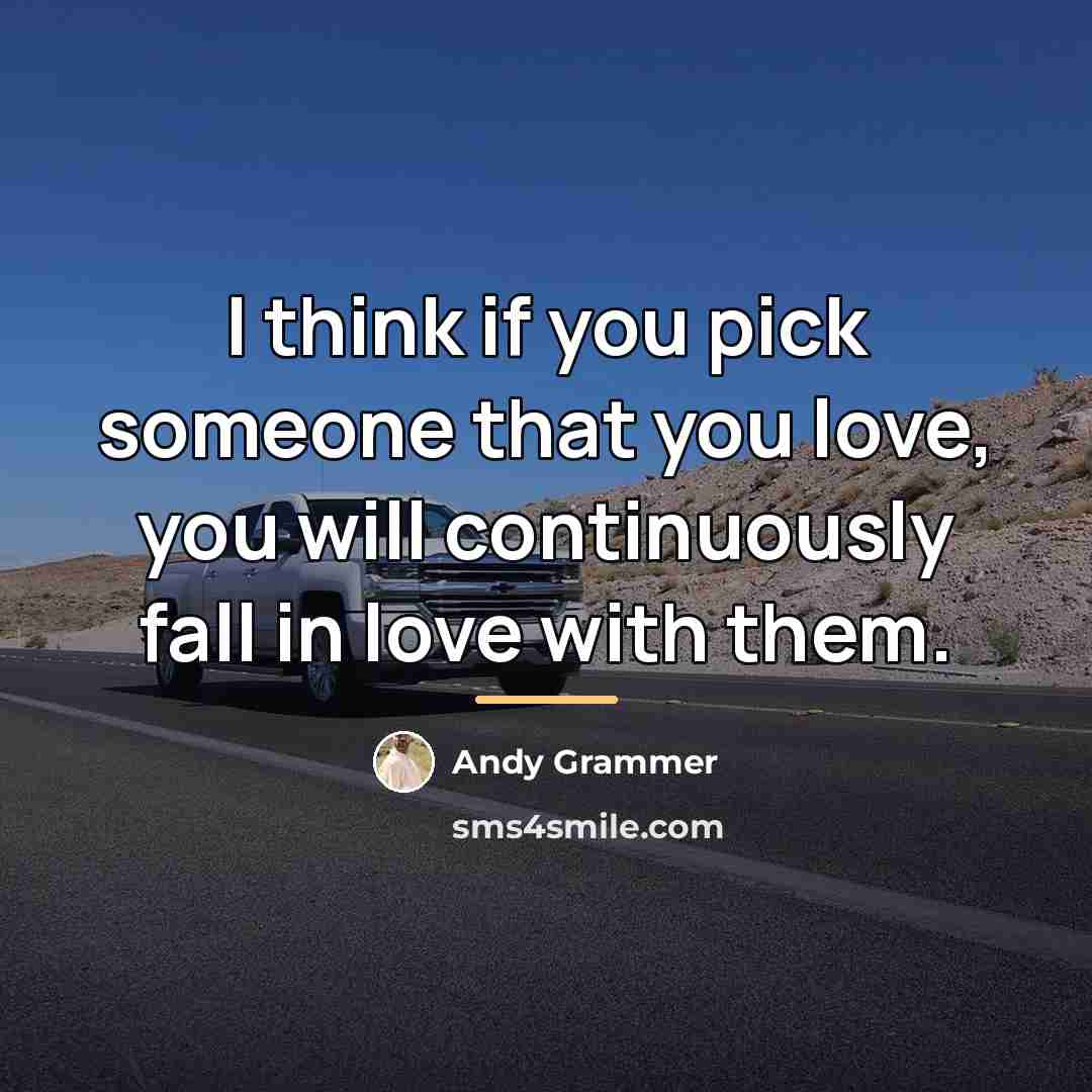 “I think if you pick someone that you love, you…” quote by Andy Grammer