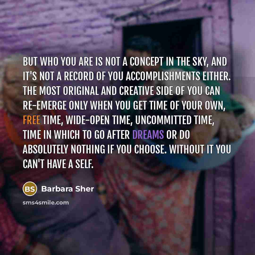 “But who you are is not a concept in the…” quote by Barbara Sher