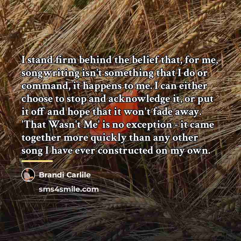 “I stand firm behind the belief that, for me, songwriting…” quote by Brandi Carlile