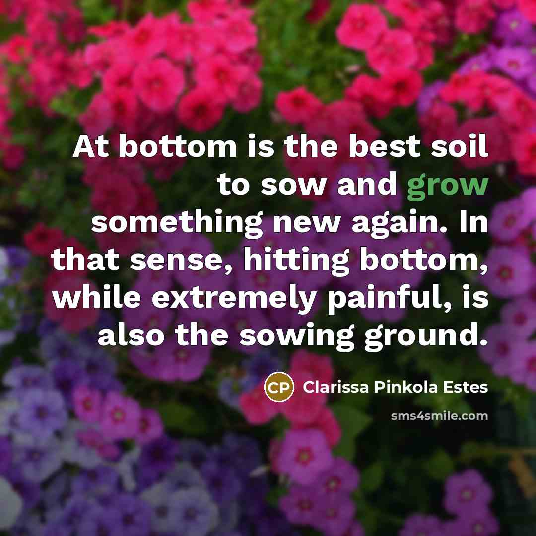 “At bottom is the best soil to sow and grow…” quote by Clarissa Pinkola Estes