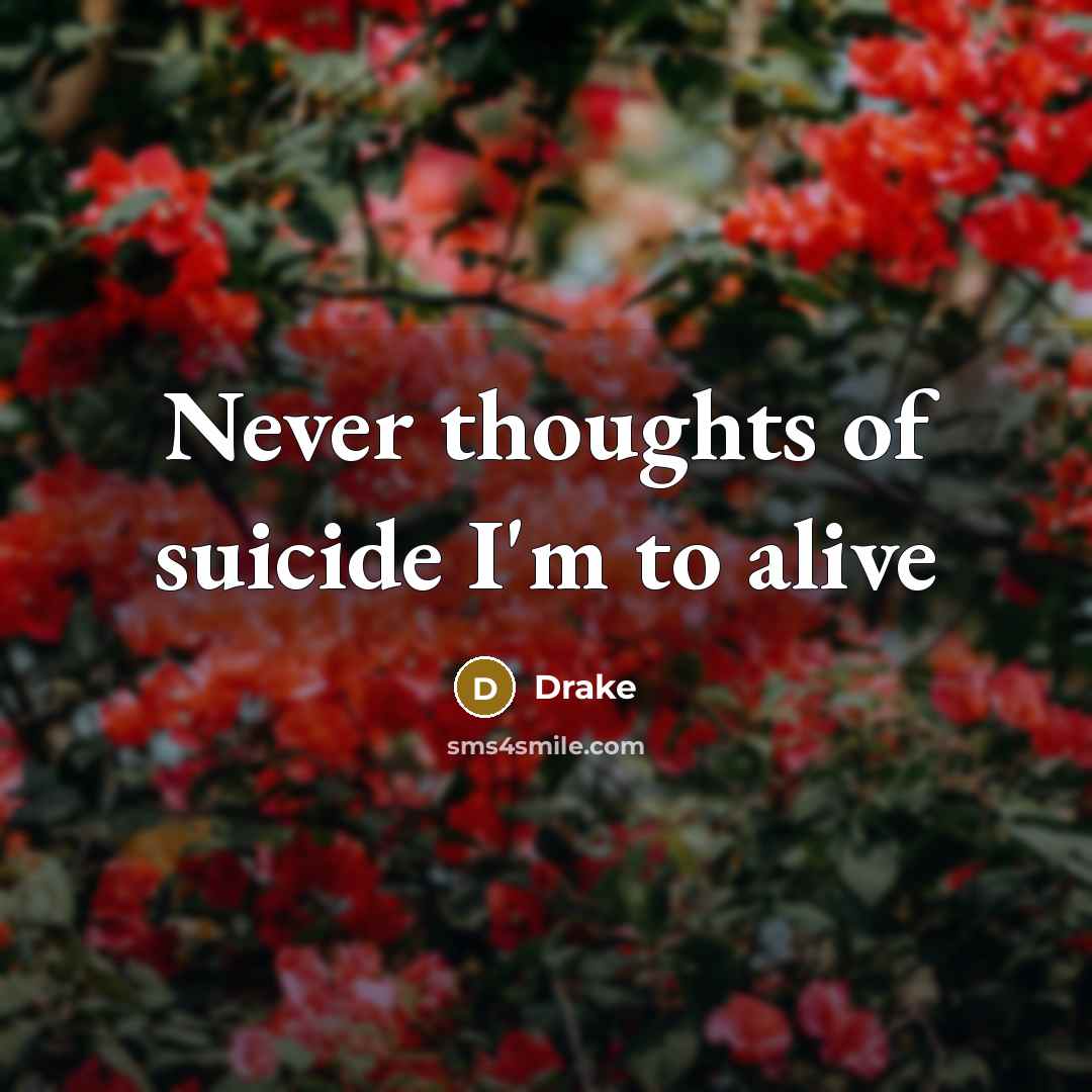 “Never thoughts of suicide I'm to alive…” quote by Drake