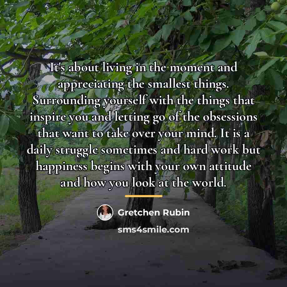 “It's about living in the moment and appreciating the smallest…” quote by Gretchen Rubin