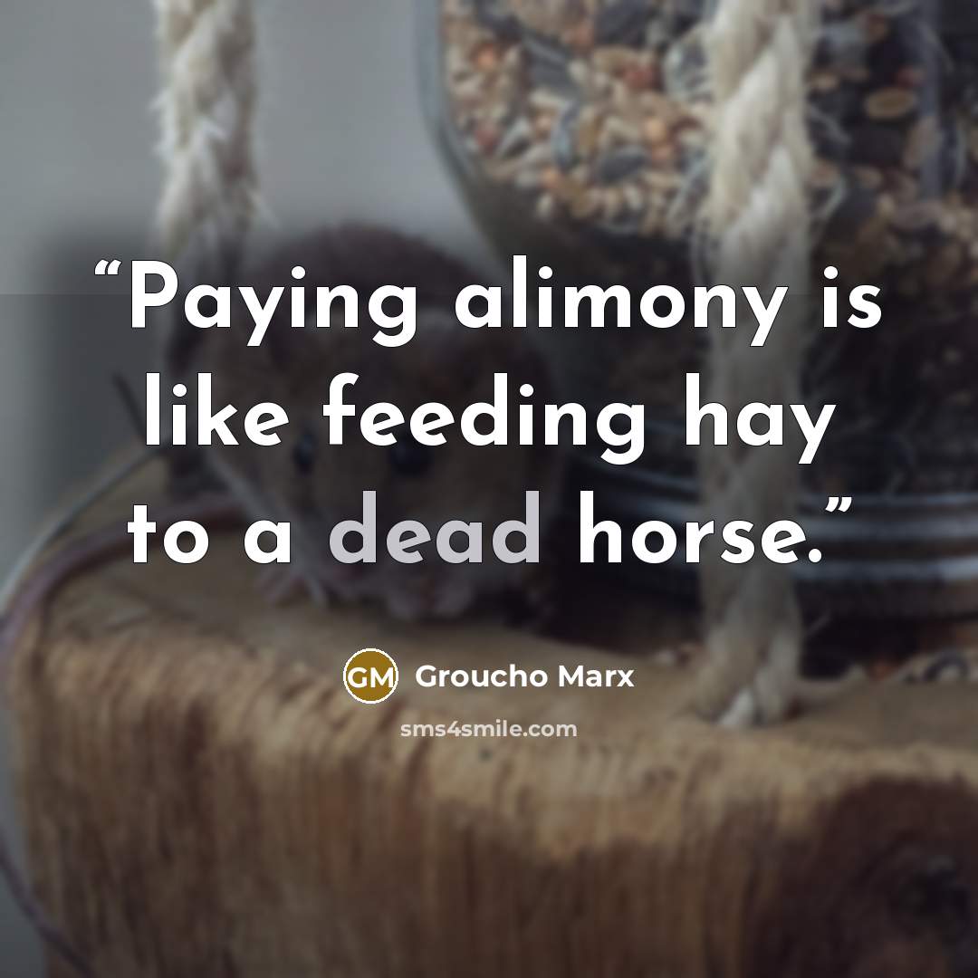 “Paying alimony is like feeding hay to a dead horse.” quote by Groucho Marx