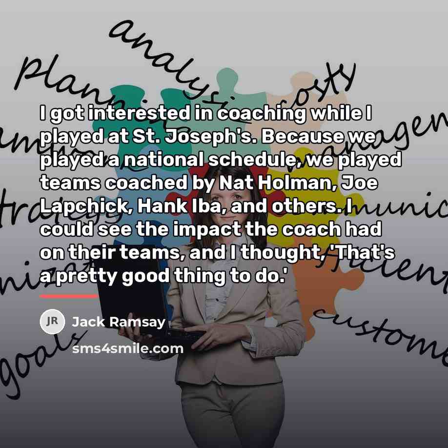 “I got interested in coaching while I played at St.…” quote by Jack Ramsay