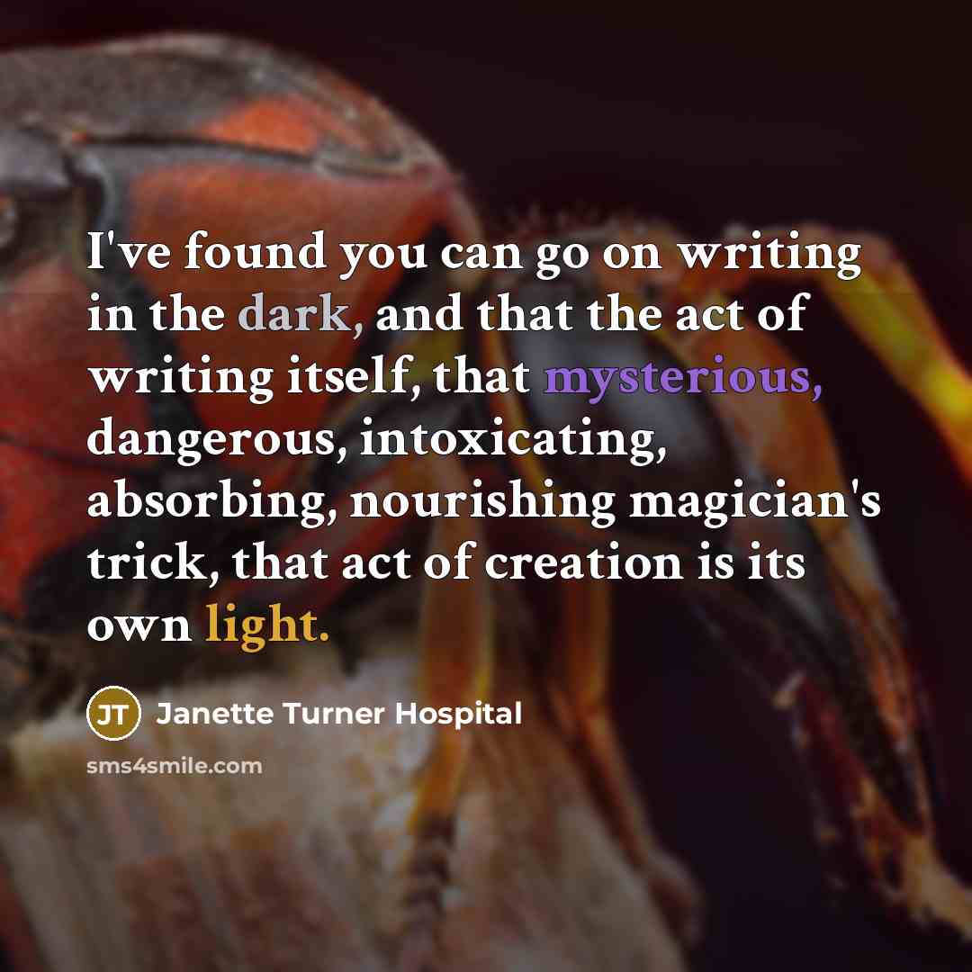 “I've found you can go on writing in the dark,…” quote by Janette Turner Hospital