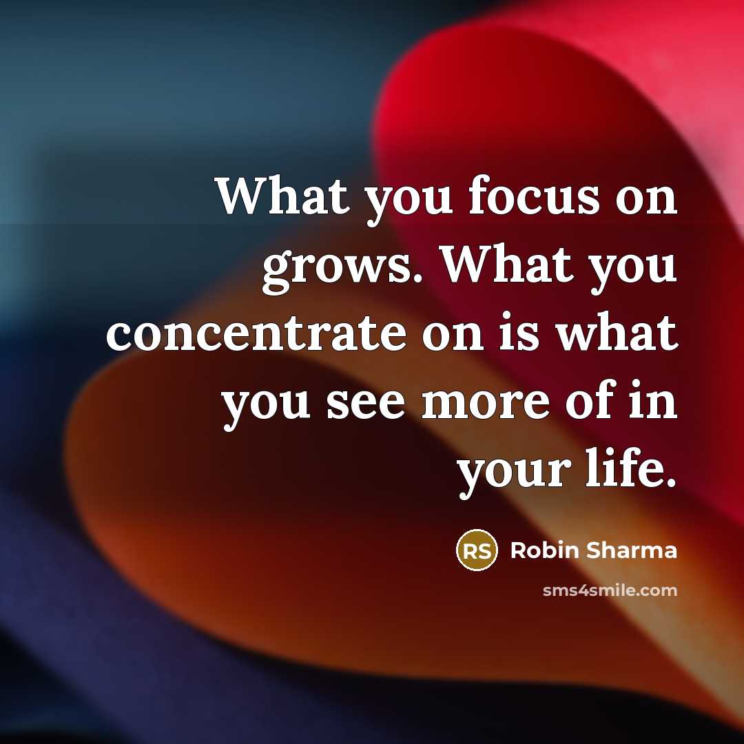 “What you focus on grows. What you concentrate on is…” quote by Robin Sharma