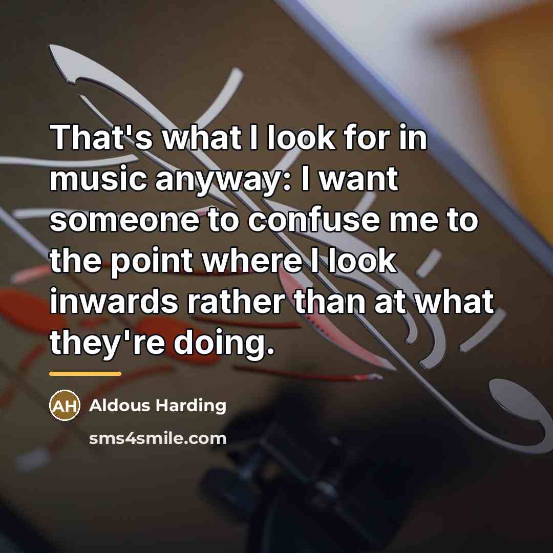 “That's what I look for in music anyway: I want…” quote by Aldous Harding