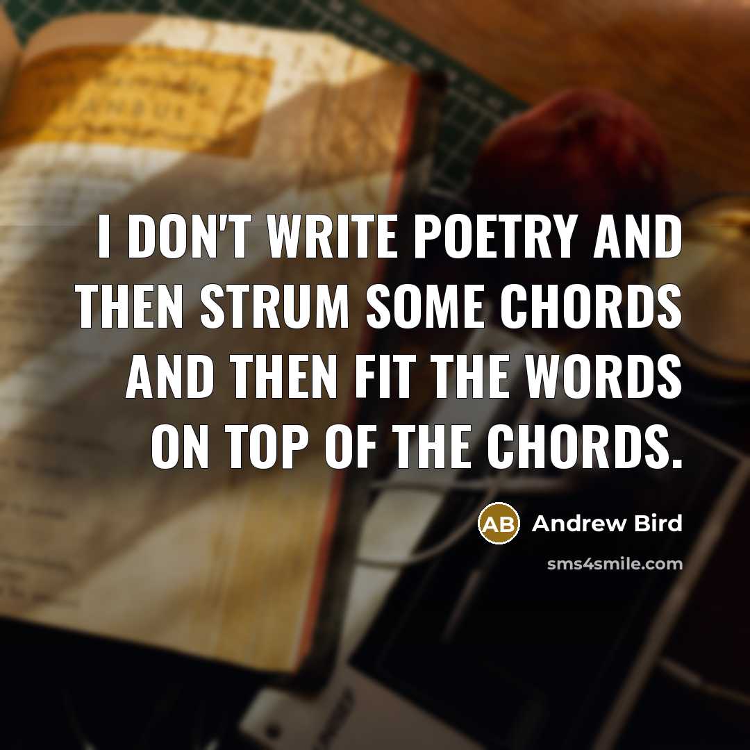“I don't write poetry and then strum some chords and…” quote by Andrew Bird