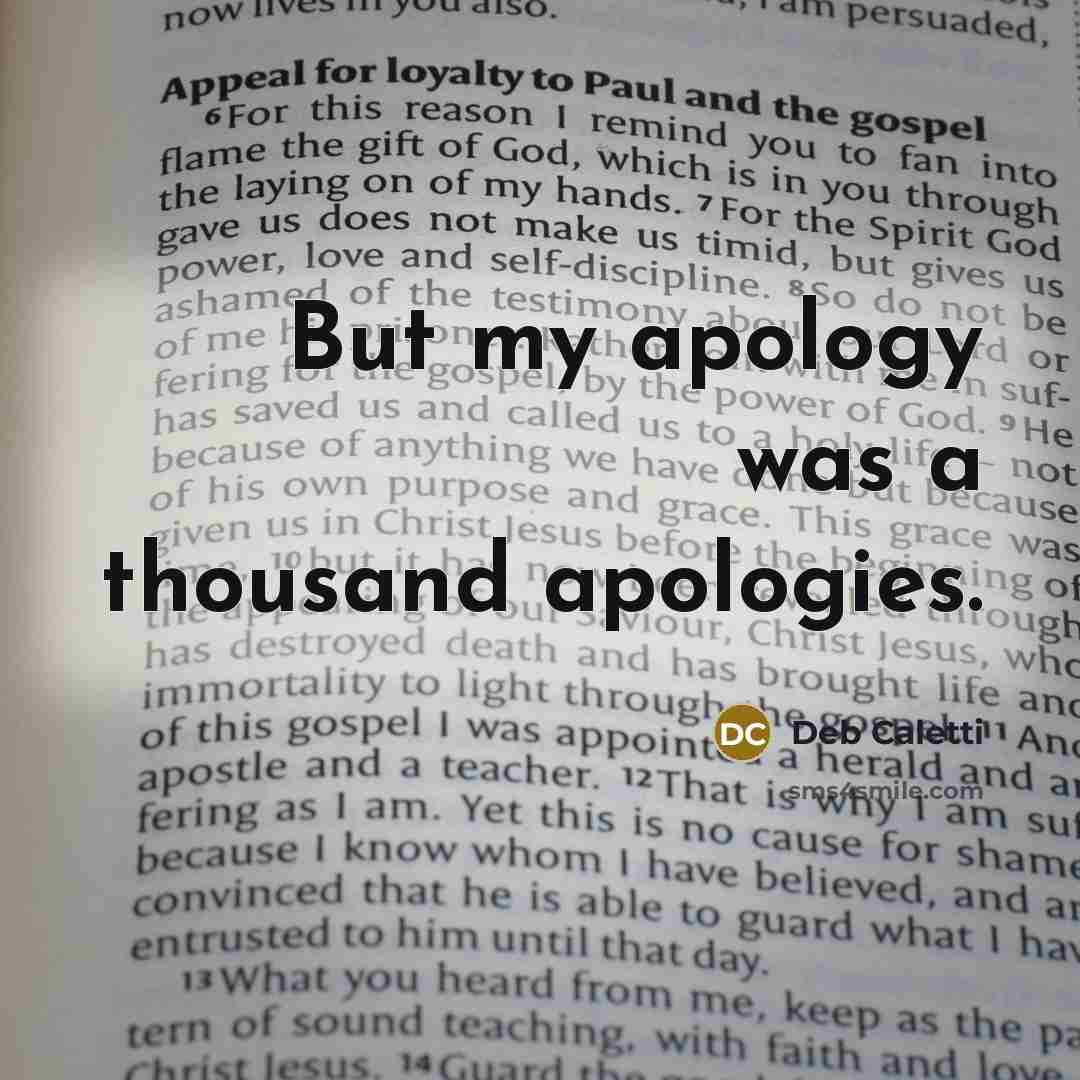 “But my apology was a thousand apologies.…” quote by Deb Caletti