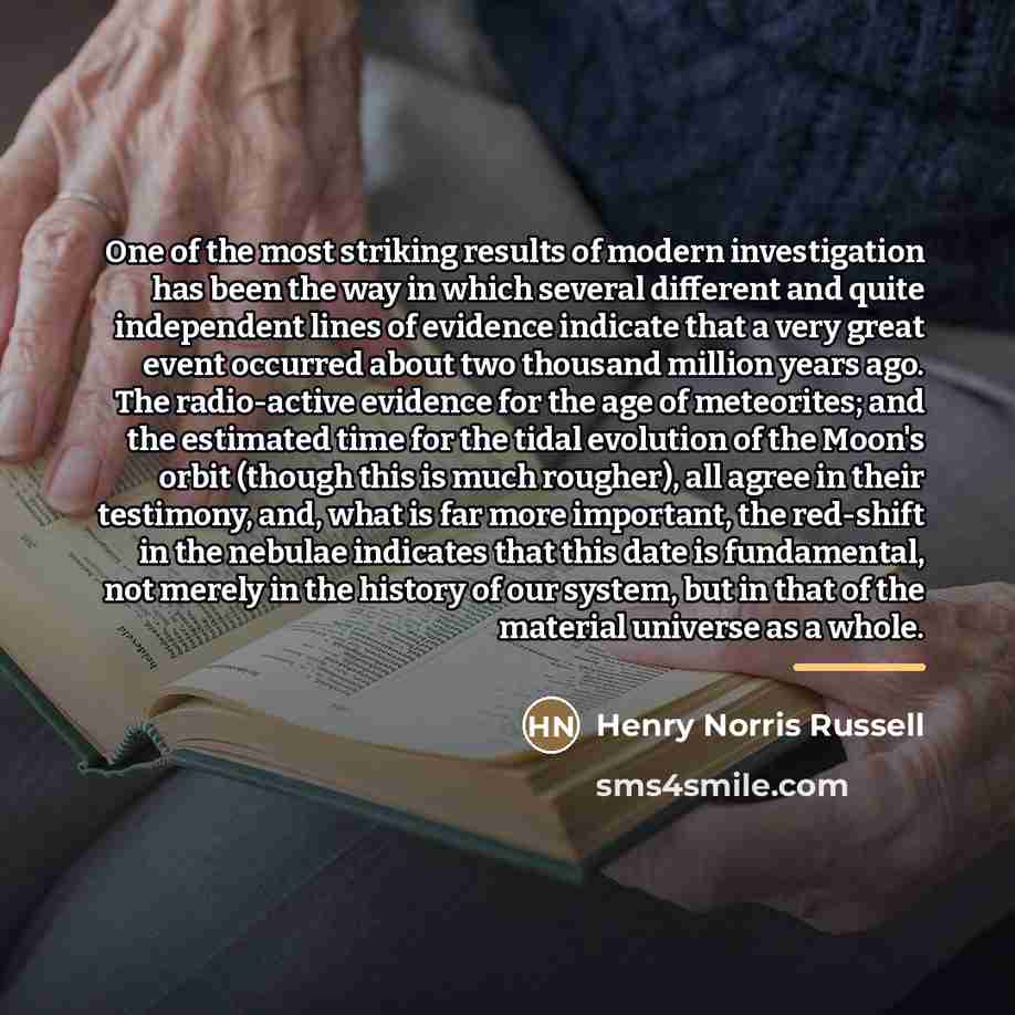“One of the most striking results of modern investigation has…” quote by Henry Norris Russell