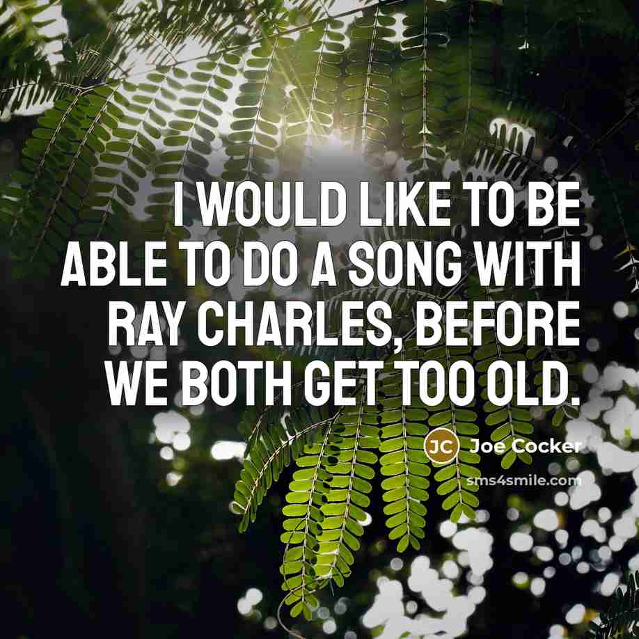 “I would like to be able to do a song…” quote by Joe Cocker