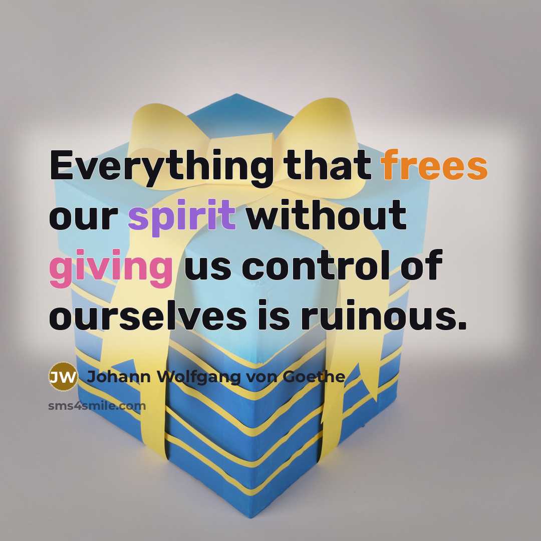 “Everything that frees our spirit without giving us control of…” quote by Johann Wolfgang von Goethe
