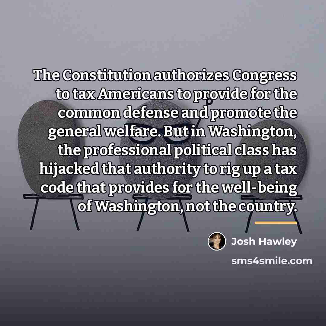 “The Constitution authorizes Congress to tax Americans to provide for…” quote by Josh Hawley