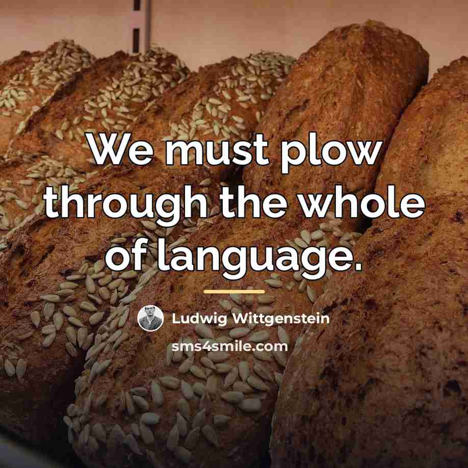 “We must plow through the whole of language.…” quote by Ludwig Wittgenstein