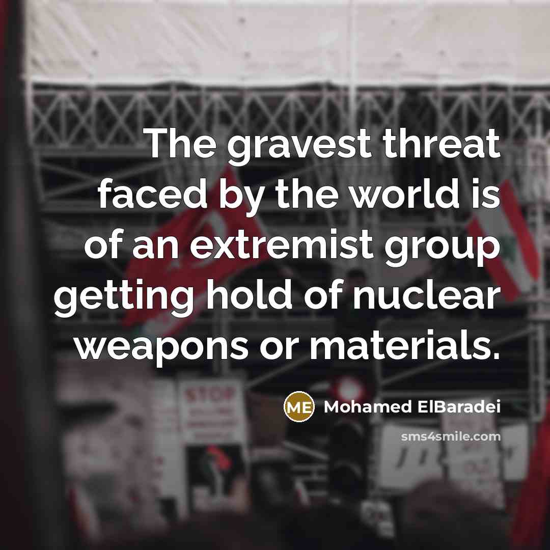 “The gravest threat faced by the world is of an…” quote by Mohamed ElBaradei