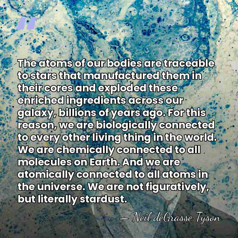 The atoms of our bodies are traceable to stars that manufactured them&hellip; - Neil deGrasse Tyson