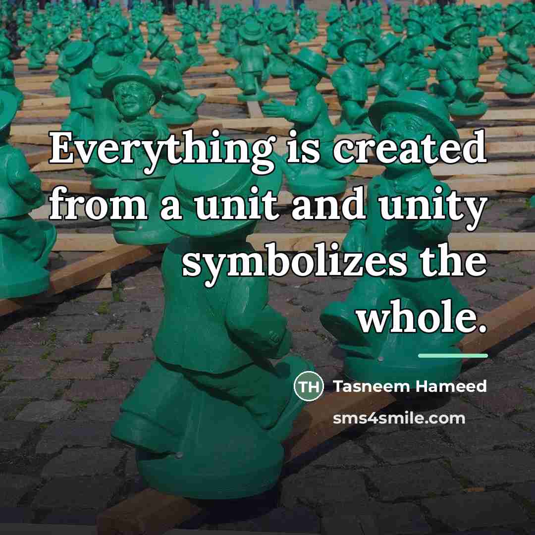 “Everything is created from a unit and unity symbolizes the…” quote by Tasneem Hameed