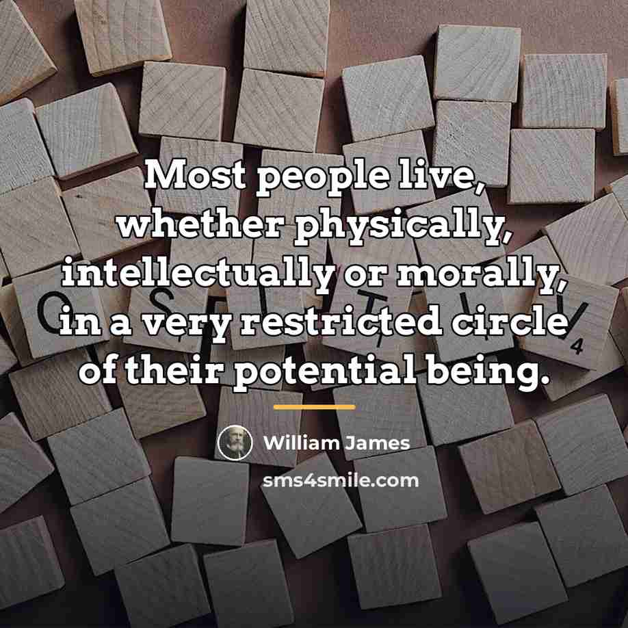 “Most people live, whether physically, intellectually or morally, in a…” quote by William James