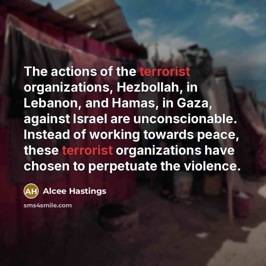 “The actions of the terrorist organizations, Hezbollah, in Lebanon, and…” quote by Alcee Hastings