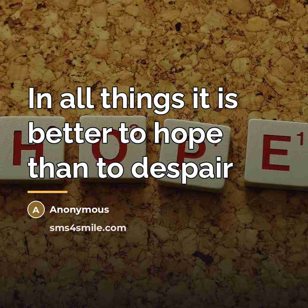 “In all things it is better to hope than to…” quote by Anonymous