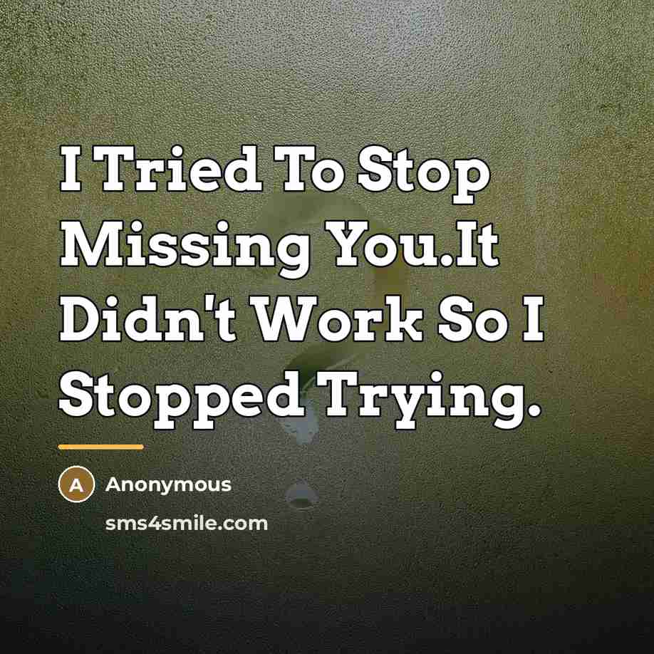 “I Tried To Stop Missing You.It Didn't Work So I…” quote by Anonymous