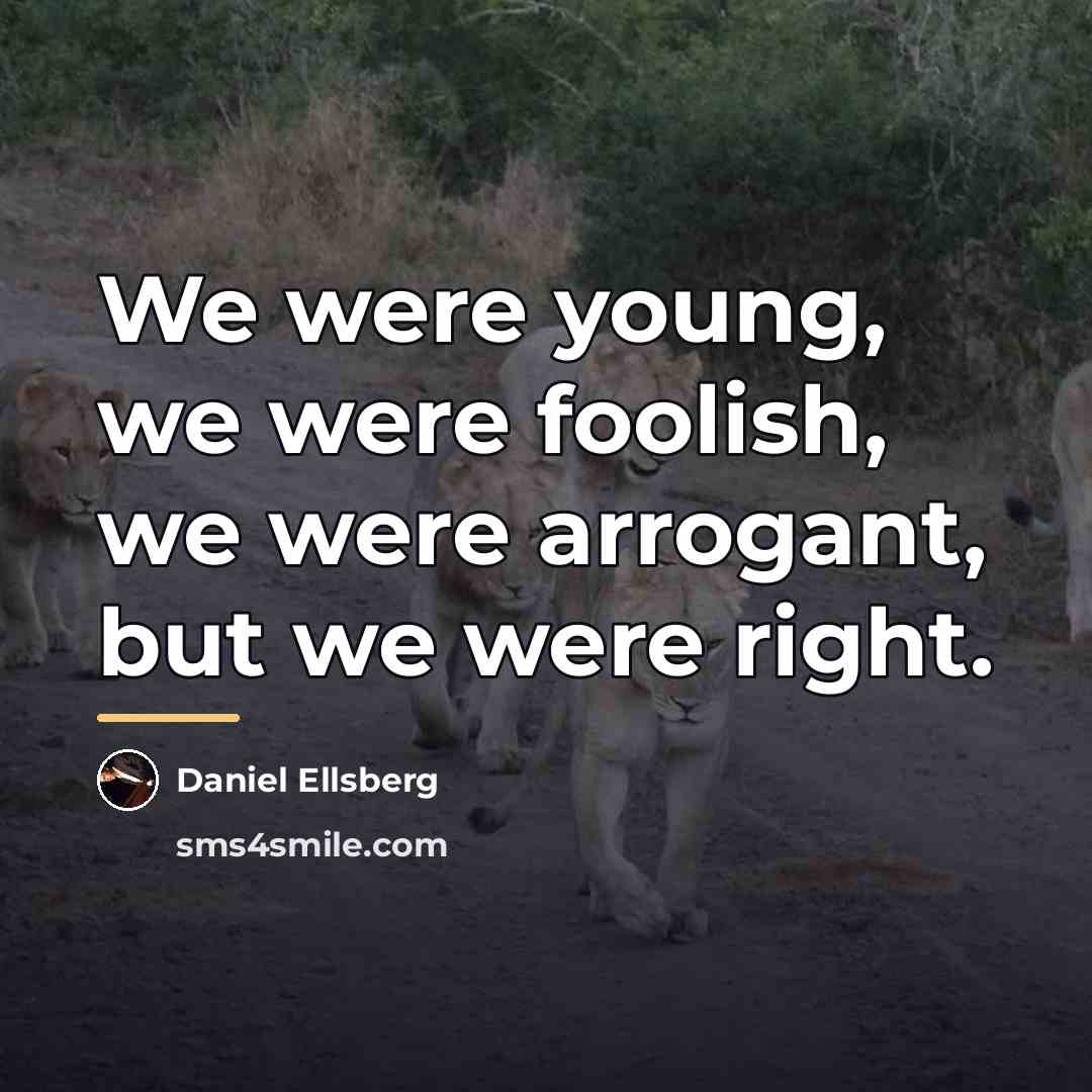 “We were young, we were foolish, we were arrogant, but…” quote by Daniel Ellsberg