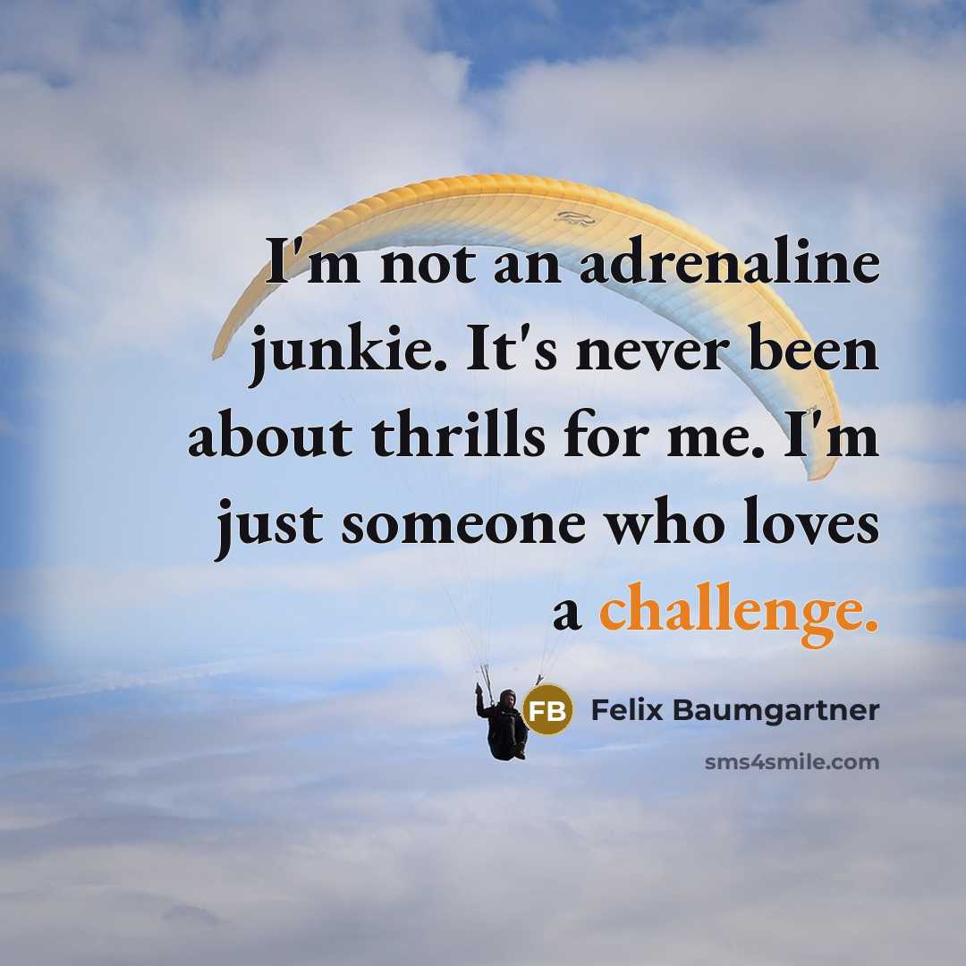 “I'm not an adrenaline junkie. It's never been about thrills…” quote by Felix Baumgartner