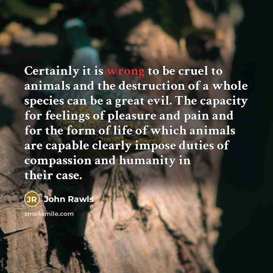 “Certainly it is wrong to be cruel to animals and…” quote by John Rawls