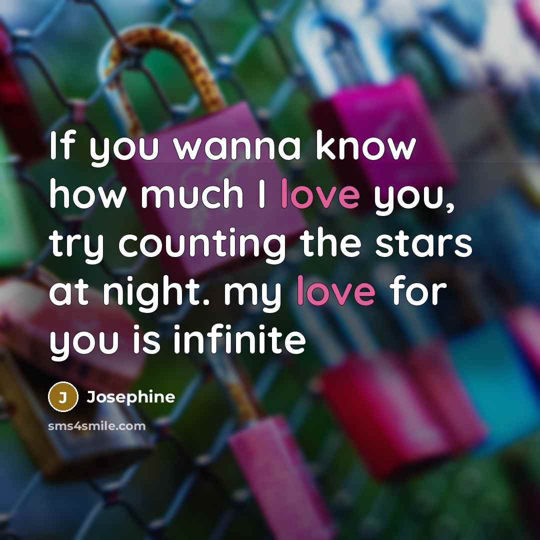 “If you wanna know how much I love you, try…” quote by Josephine