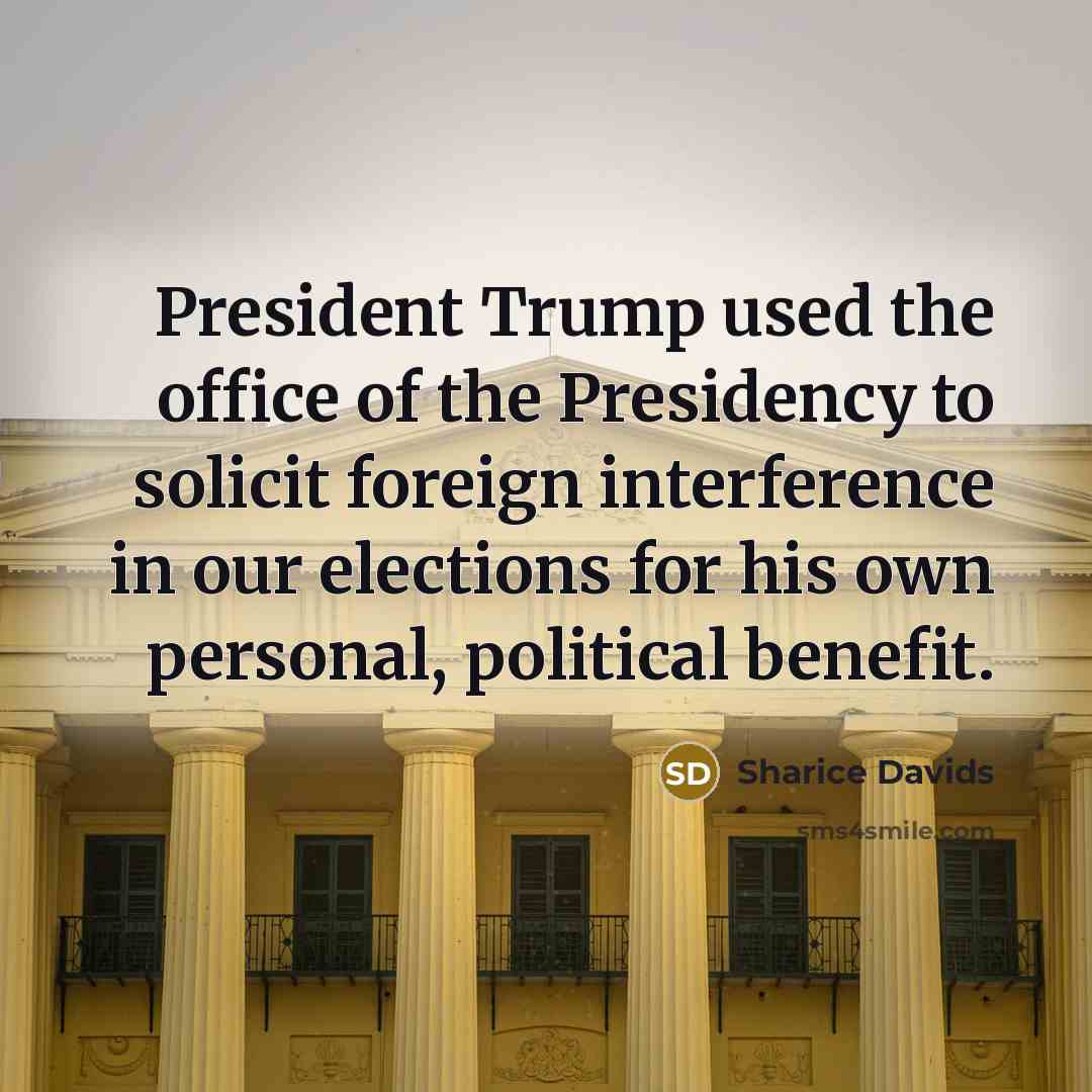 “President Trump used the office of the Presidency to solicit…” quote by Sharice Davids