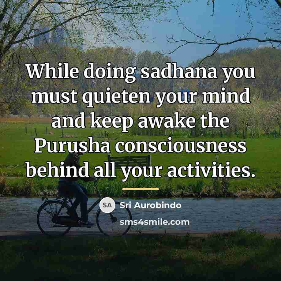 “While doing sadhana you must quieten your mind and keep…” quote by Sri Aurobindo