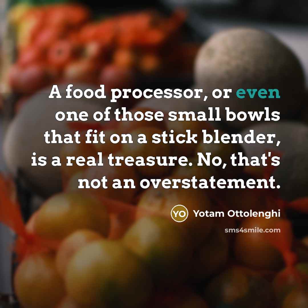“A food processor, or even one of those small bowls…” quote by Yotam Ottolenghi