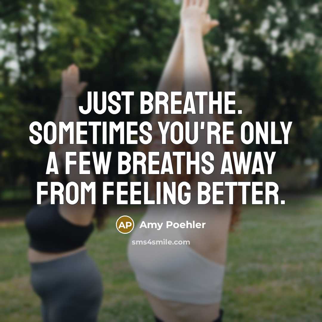“Just breathe. Sometimes you're only a few breaths away from…” quote by Amy Poehler