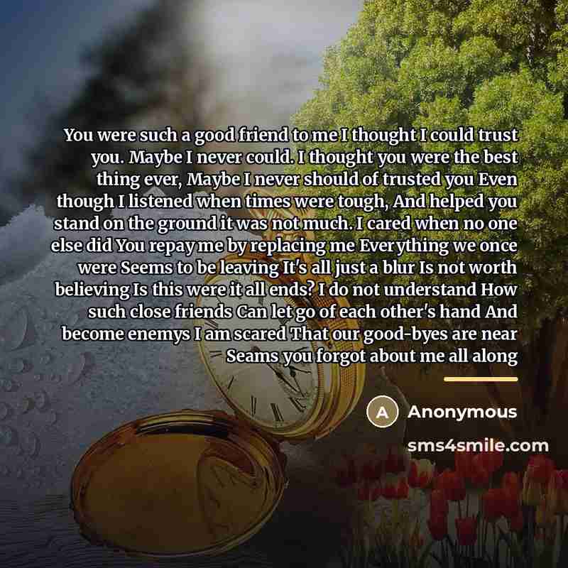 “You were such a good friend to me I thought…” quote by Anonymous