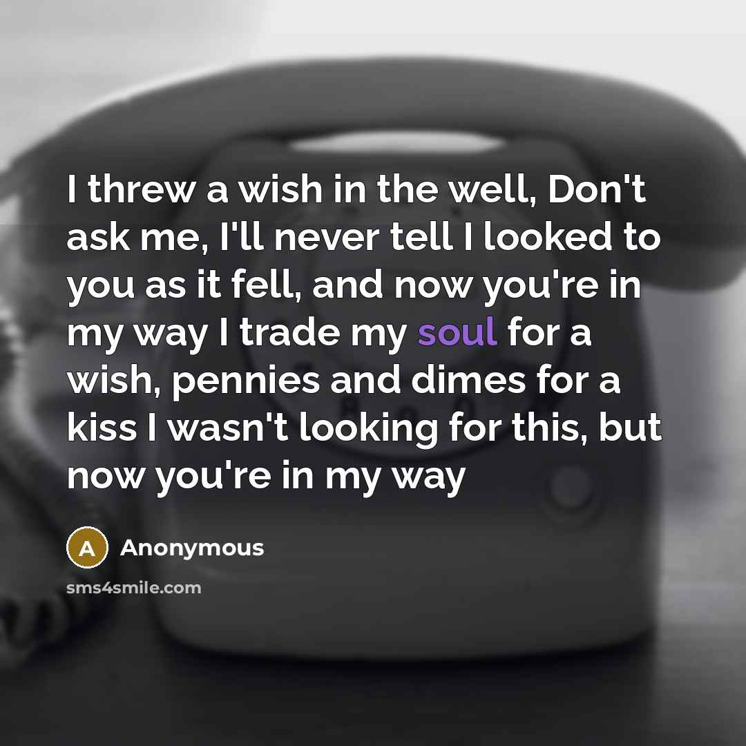 “I threw a wish in the well, Don't ask me,…” quote by Anonymous