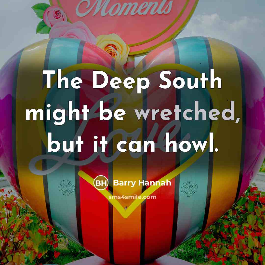 “The Deep South might be wretched, but it can howl.…” quote by Barry Hannah