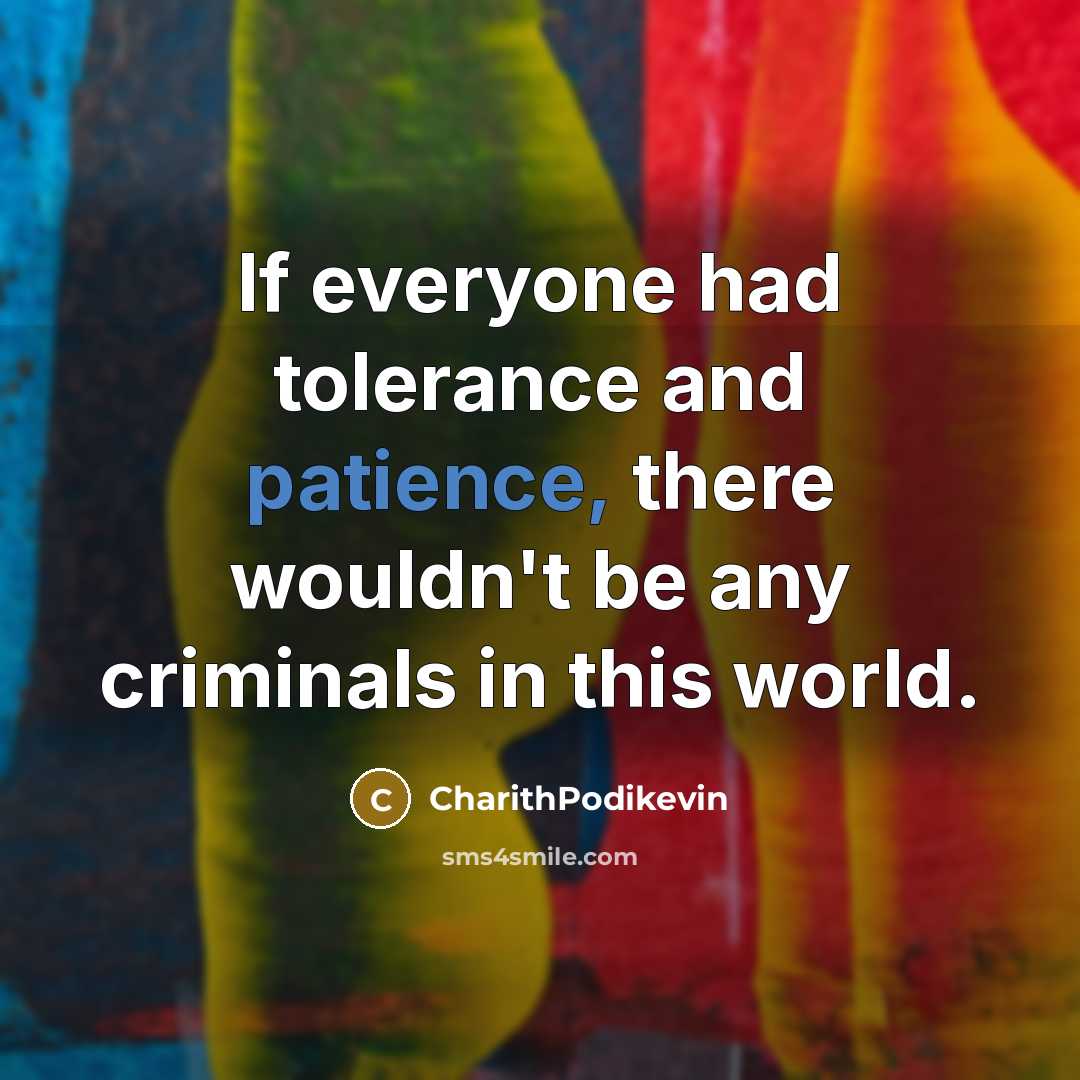 “If everyone had tolerance and patience, there wouldn't be any…” quote by CharithPodikevin