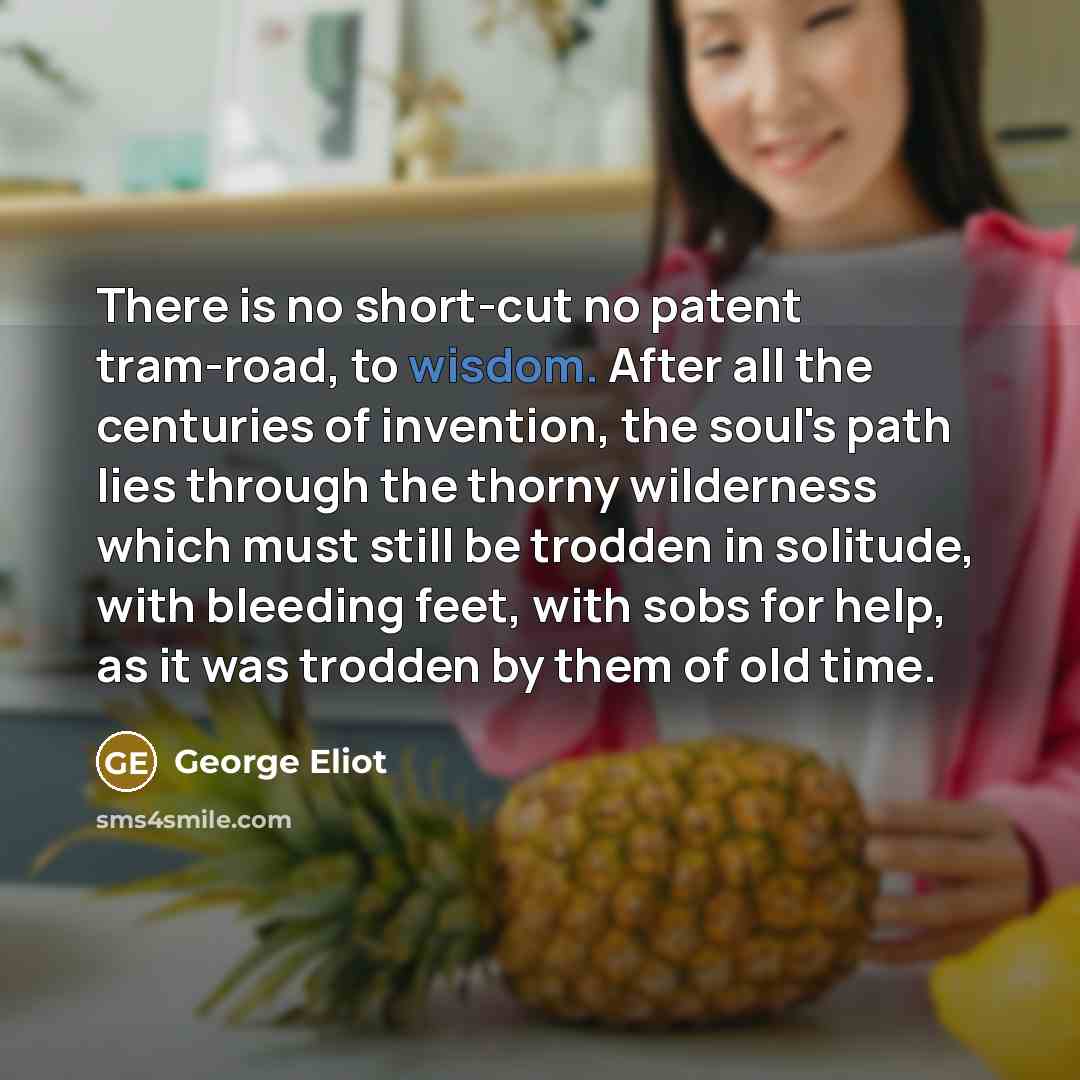“There is no short-cut no patent tram-road, to wisdom. After…” quote by George Eliot