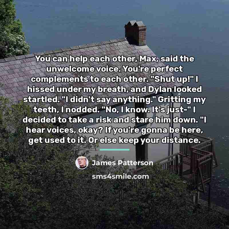 “You can help each other, Max, said the unwelcome voice.…” quote by James Patterson