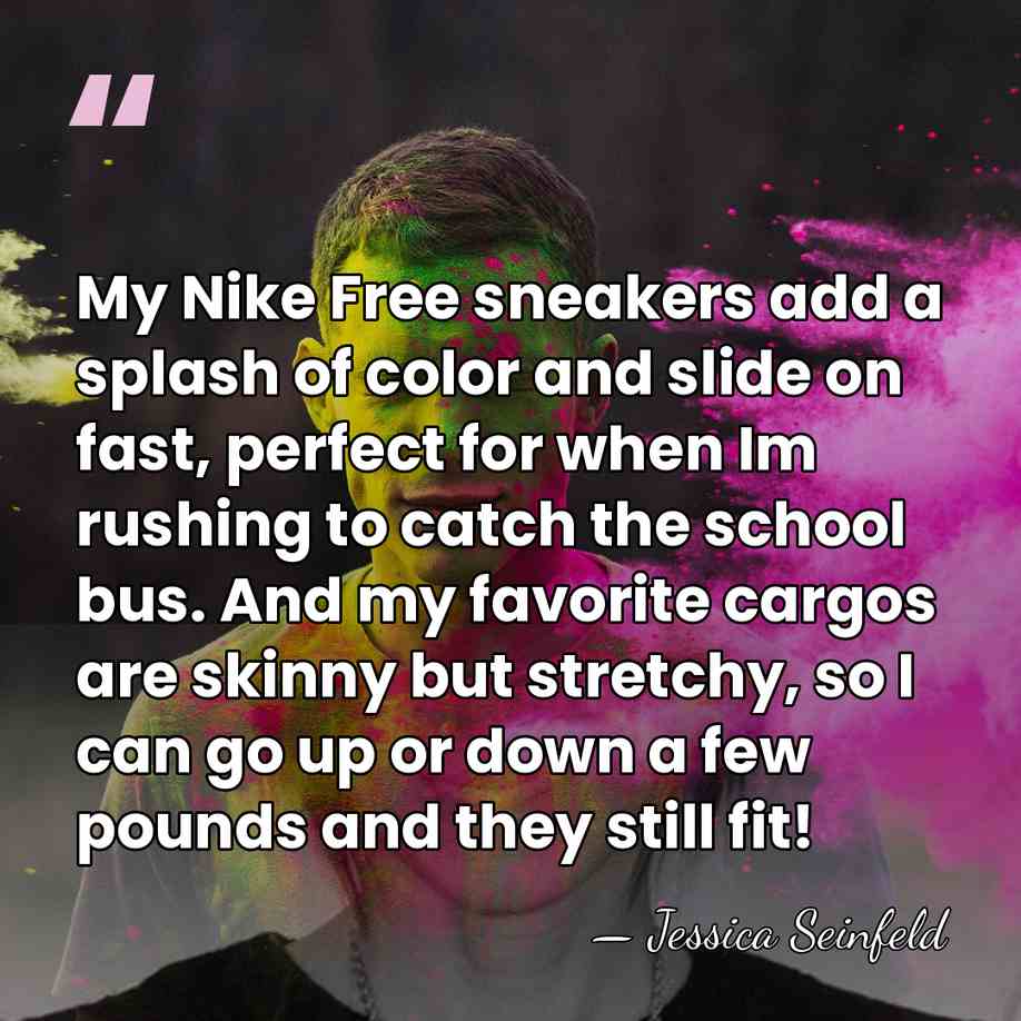 My Nike Free sneakers add a splash of color and slide on&hellip; - Jessica Seinfeld